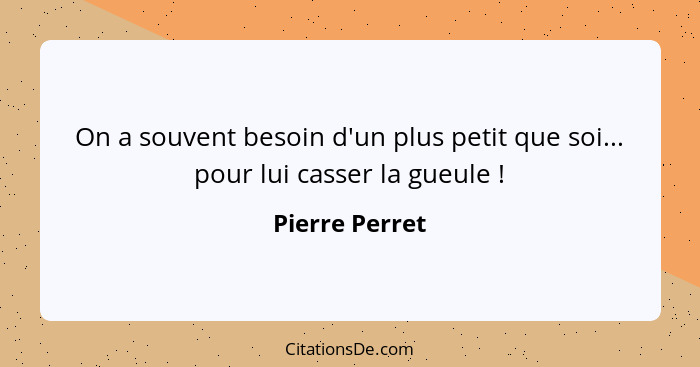 On a souvent besoin d'un plus petit que soi... pour lui casser la gueule !... - Pierre Perret