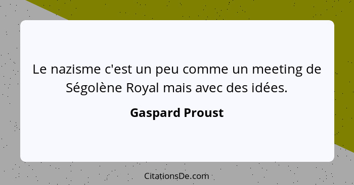 Le nazisme c'est un peu comme un meeting de Ségolène Royal mais avec des idées.... - Gaspard Proust