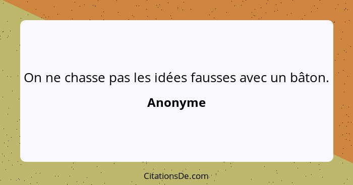 On ne chasse pas les idées fausses avec un bâton.... - Anonyme