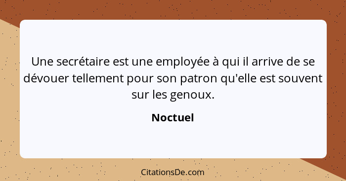 Une secrétaire est une employée à qui il arrive de se dévouer tellement pour son patron qu'elle est souvent sur les genoux.... - Noctuel