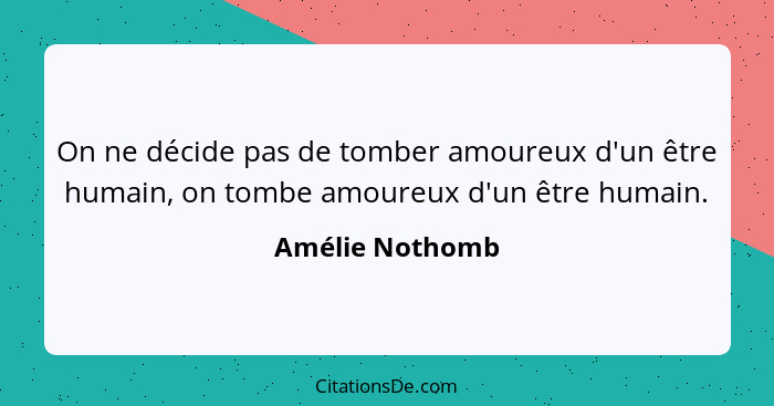 Amelie Nothomb On Ne Decide Pas De Tomber Amoureux D Un Et