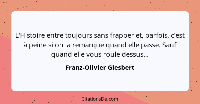 L'Histoire entre toujours sans frapper et, parfois, c'est à peine si on la remarque quand elle passe. Sauf quand elle vous ro... - Franz-Olivier Giesbert