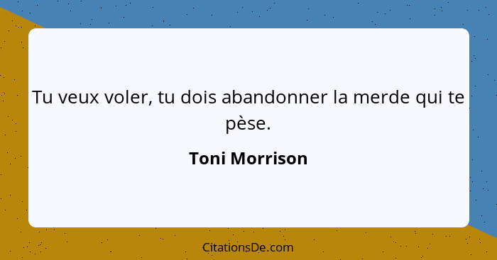 Tu veux voler, tu dois abandonner la merde qui te pèse.... - Toni Morrison