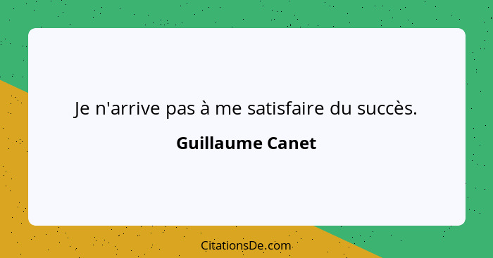 Je n'arrive pas à me satisfaire du succès.... - Guillaume Canet