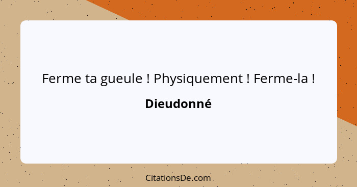 Ferme ta gueule ! Physiquement ! Ferme-la !... - Dieudonné