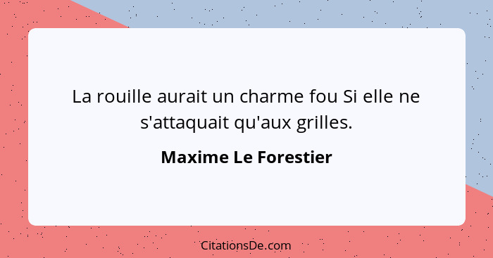 La rouille aurait un charme fou Si elle ne s'attaquait qu'aux grilles.... - Maxime Le Forestier