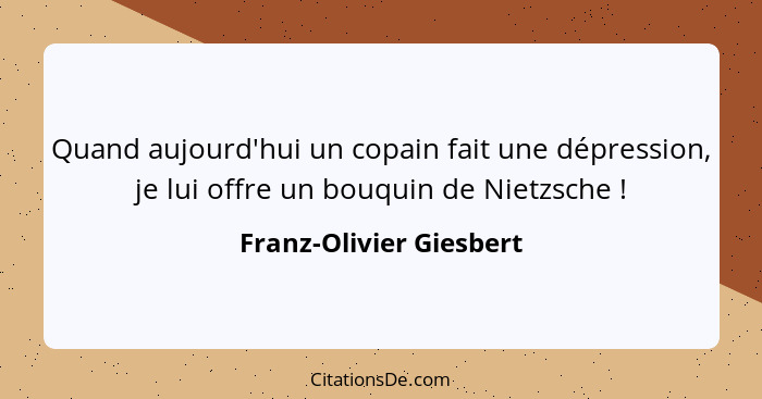 Quand aujourd'hui un copain fait une dépression, je lui offre un bouquin de Nietzsche !... - Franz-Olivier Giesbert