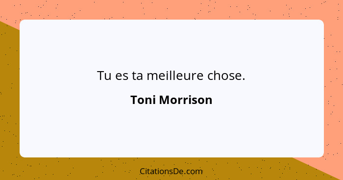 Tu es ta meilleure chose.... - Toni Morrison