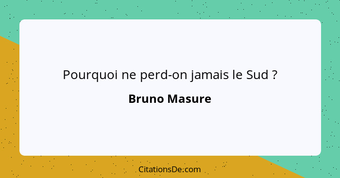 Pourquoi ne perd-on jamais le Sud ?... - Bruno Masure