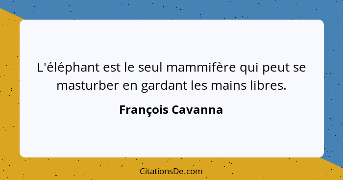 L'éléphant est le seul mammifère qui peut se masturber en gardant les mains libres.... - François Cavanna