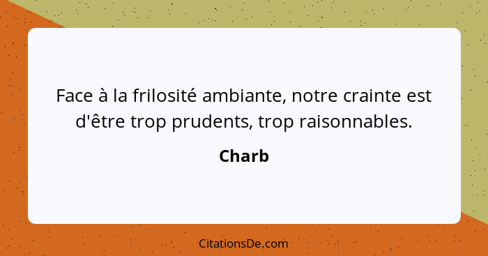 Face à la frilosité ambiante, notre crainte est d'être trop prudents, trop raisonnables.... - Charb