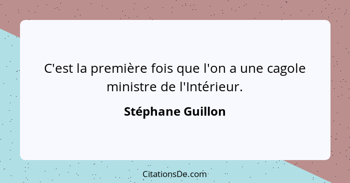 C'est la première fois que l'on a une cagole ministre de l'Intérieur.... - Stéphane Guillon