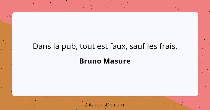 Dans la pub, tout est faux, sauf les frais.... - Bruno Masure