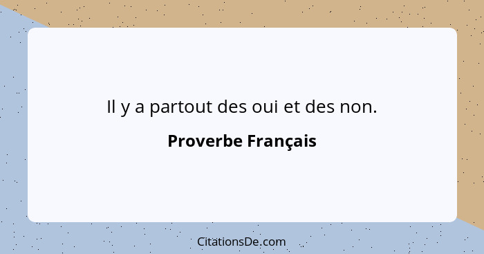 Il y a partout des oui et des non.... - Proverbe Français