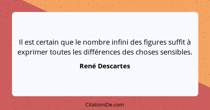 Il est certain que le nombre infini des figures suffit à exprimer toutes les différences des choses sensibles.... - René Descartes