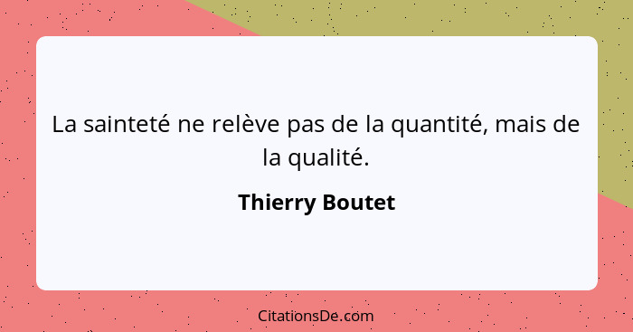 La sainteté ne relève pas de la quantité, mais de la qualité.... - Thierry Boutet