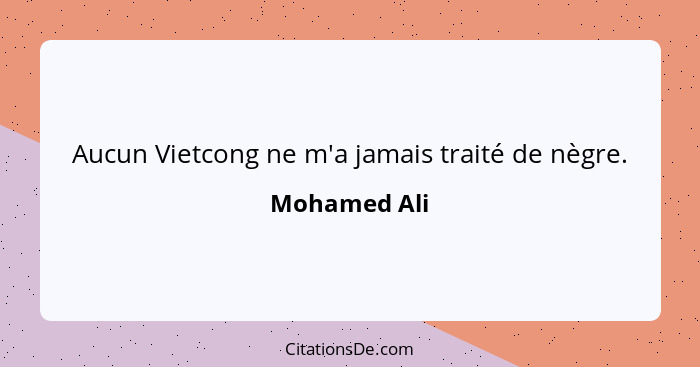 Aucun Vietcong ne m'a jamais traité de nègre.... - Mohamed Ali