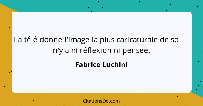 La télé donne l'image la plus caricaturale de soi. Il n'y a ni réflexion ni pensée.... - Fabrice Luchini