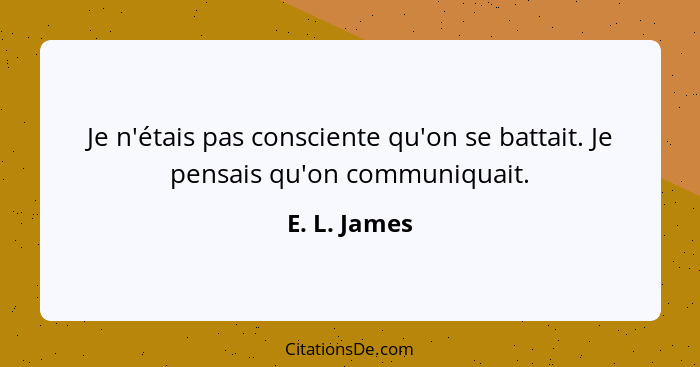 Je n'étais pas consciente qu'on se battait. Je pensais qu'on communiquait.... - E. L. James