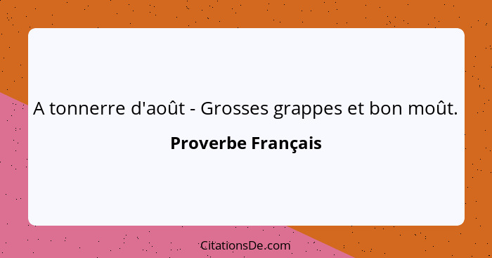 A tonnerre d'août - Grosses grappes et bon moût.... - Proverbe Français