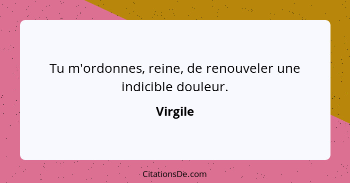 Tu m'ordonnes, reine, de renouveler une indicible douleur.... - Virgile