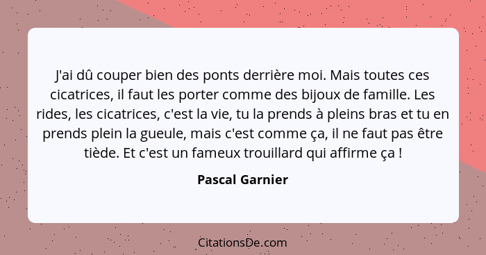 Pascal Garnier J Ai Du Couper Bien Des Ponts Derriere Moi