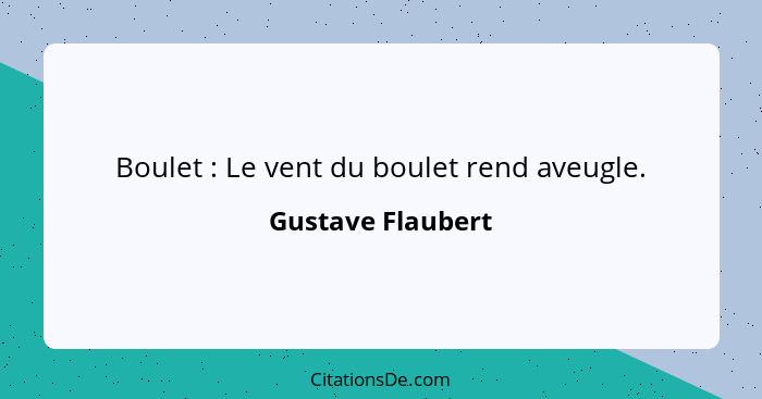 Boulet : Le vent du boulet rend aveugle.... - Gustave Flaubert