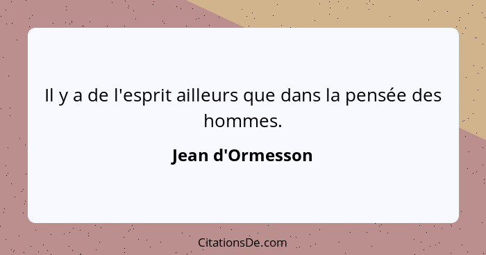 Il y a de l'esprit ailleurs que dans la pensée des hommes.... - Jean d'Ormesson