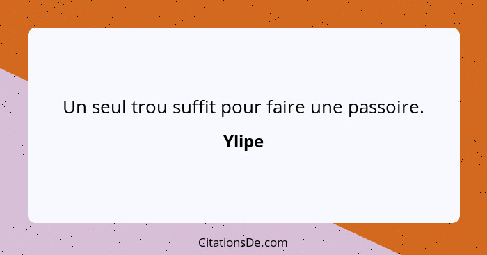 Un seul trou suffit pour faire une passoire.... - Ylipe