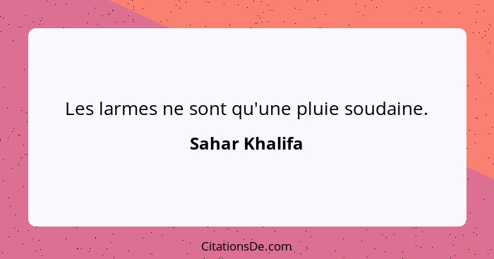 Les larmes ne sont qu'une pluie soudaine.... - Sahar Khalifa