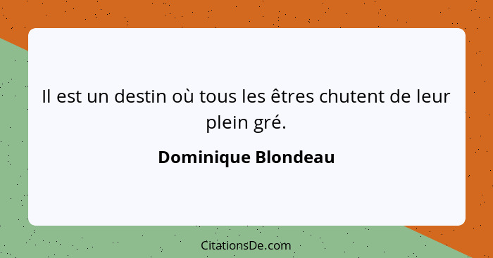 Il est un destin où tous les êtres chutent de leur plein gré.... - Dominique Blondeau