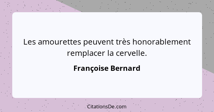 Les amourettes peuvent très honorablement remplacer la cervelle.... - Françoise Bernard