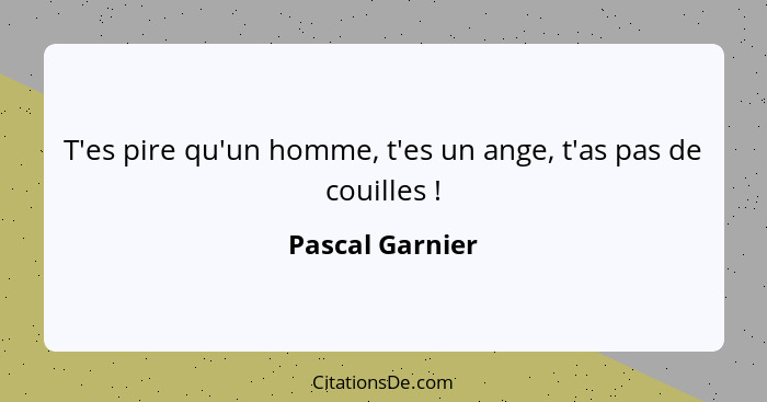 T'es pire qu'un homme, t'es un ange, t'as pas de couilles !... - Pascal Garnier