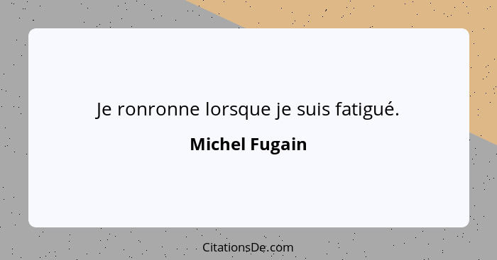 Je ronronne lorsque je suis fatigué.... - Michel Fugain