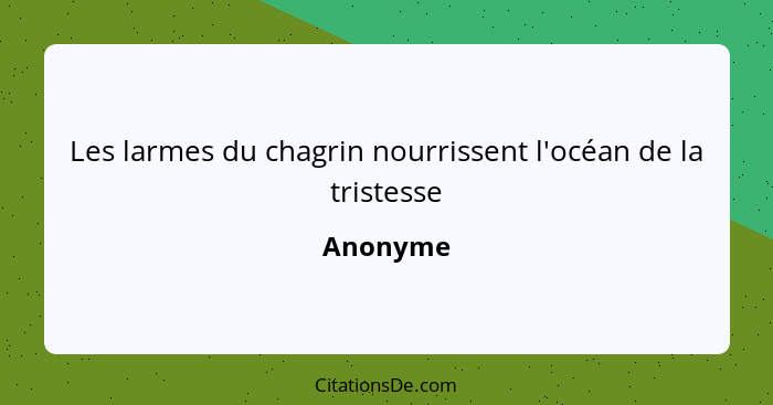 Les larmes du chagrin nourrissent l'océan de la tristesse... - Anonyme