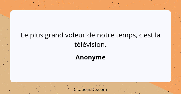 Le plus grand voleur de notre temps, c'est la télévision.... - Anonyme