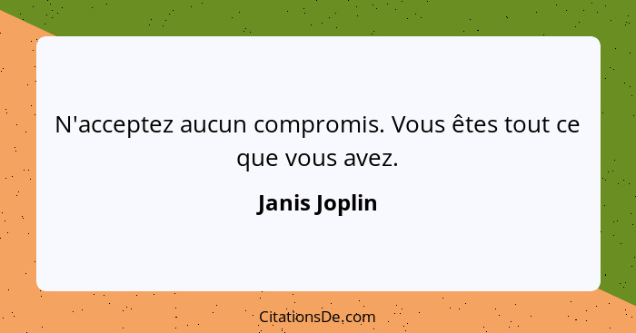 N'acceptez aucun compromis. Vous êtes tout ce que vous avez.... - Janis Joplin