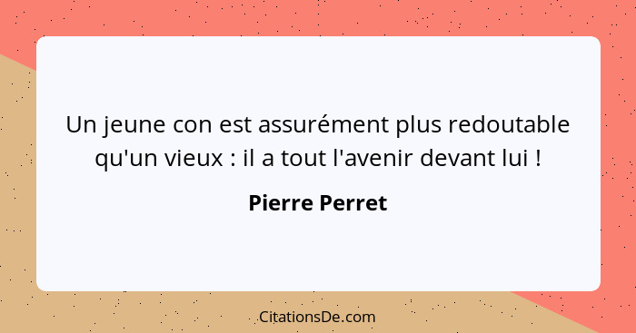 Un jeune con est assurément plus redoutable qu'un vieux : il a tout l'avenir devant lui !... - Pierre Perret