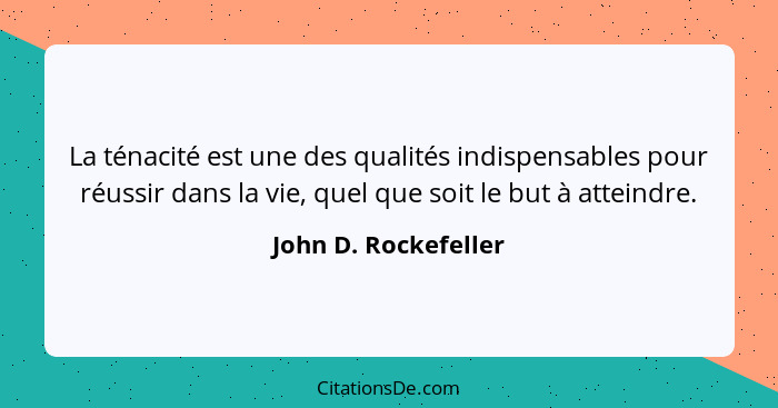 La ténacité est une des qualités indispensables pour réussir dans la vie, quel que soit le but à atteindre.... - John D. Rockefeller