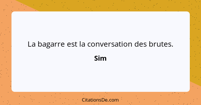 La bagarre est la conversation des brutes.... - Sim