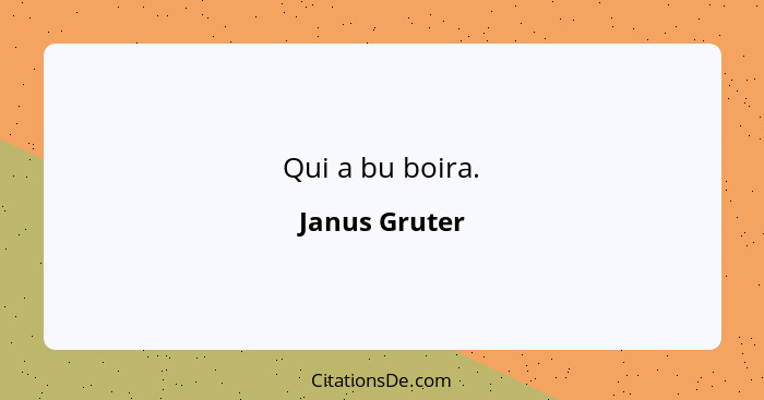 Qui a bu boira.... - Janus Gruter