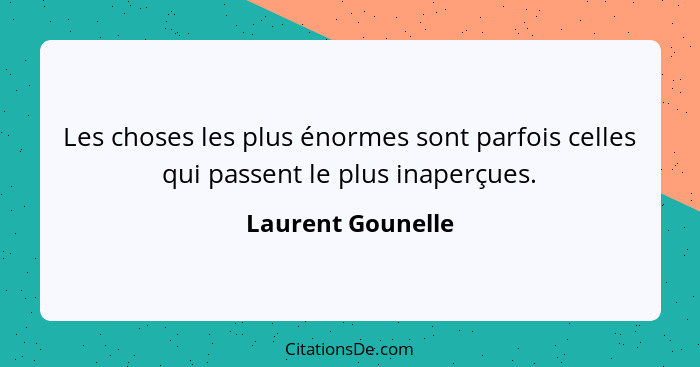 Les choses les plus énormes sont parfois celles qui passent le plus inaperçues.... - Laurent Gounelle