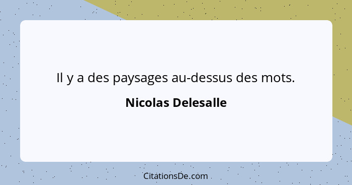 Il y a des paysages au-dessus des mots.... - Nicolas Delesalle