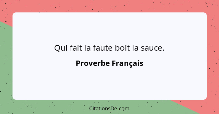 Qui fait la faute boit la sauce.... - Proverbe Français