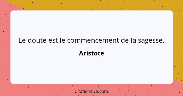 Le doute est le commencement de la sagesse.... - Aristote