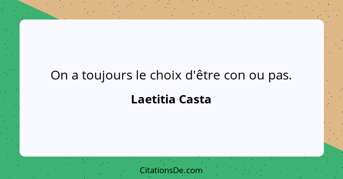 On a toujours le choix d'être con ou pas.... - Laetitia Casta