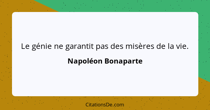 Le génie ne garantit pas des misères de la vie.... - Napoléon Bonaparte