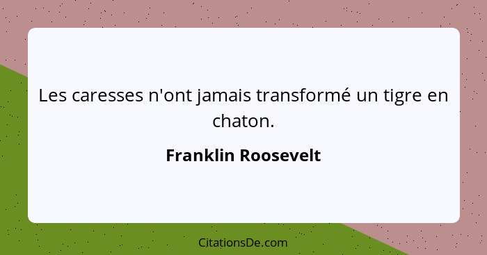 Les caresses n'ont jamais transformé un tigre en chaton.... - Franklin Roosevelt