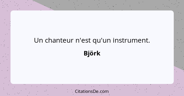 Un chanteur n'est qu'un instrument.... - Björk