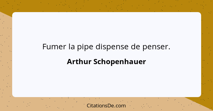 Fumer la pipe dispense de penser.... - Arthur Schopenhauer